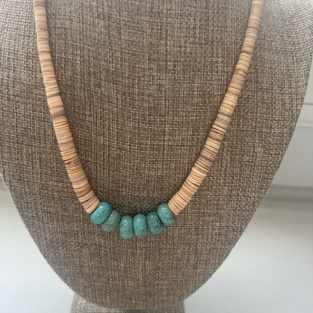 Turquoise and Shell Necklace - Picture 3 of 4